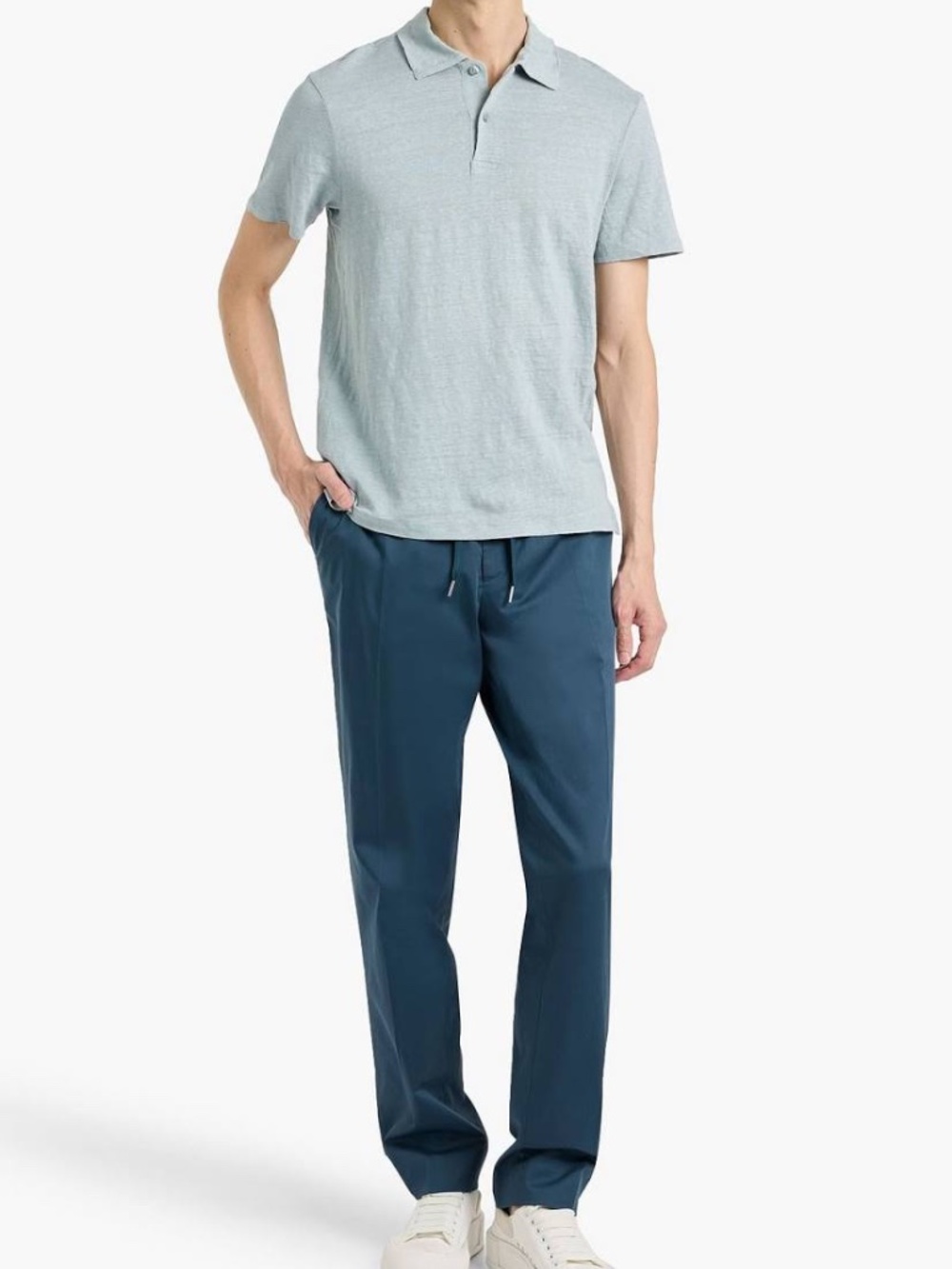 Sandro Straight Leg Drawstring Trousers in Alpha Blue Size USA 34 NWT